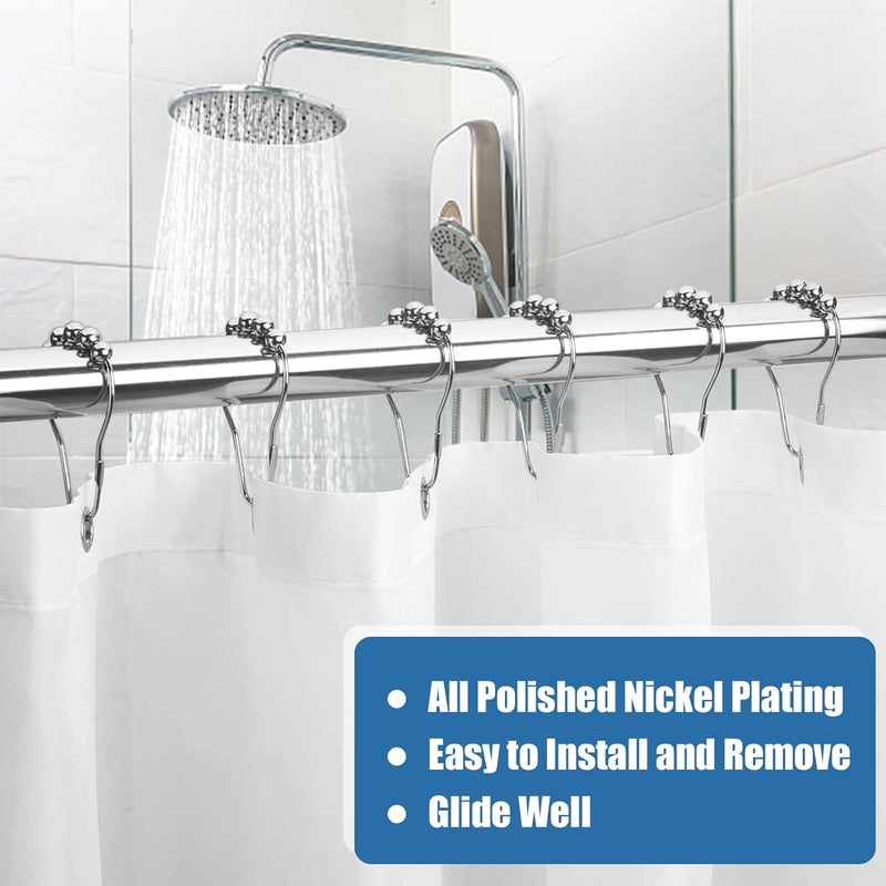 LifHap Shower Curtain Hooks Rings for Bathroom - 12 Pcs Stainless Steel (Silver Pear-Shape) - Image 5